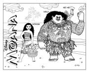 Printable Moana and Maui disney  coloring pages